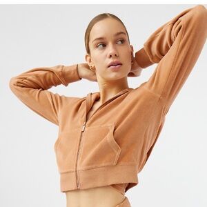 Sunday Best Kiera Velour Hoodie in Tan